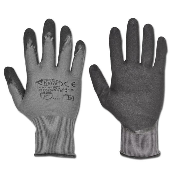 Work Glove "CANTON" - Fin strik polyamid nitrilbeschichtet - grå / sort - Norm 388 / 4121